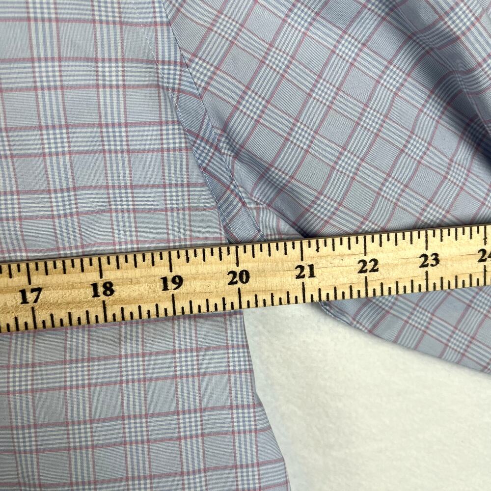 Charles Tyrwhitt Blue Pink Mens 16.5-36 Plaid Non-Iron Slim‎ Fit Dress Shirt - Picture 4 of 5
